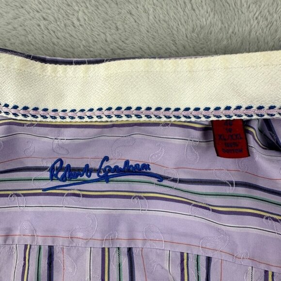 Robert Graham Button Up Long Sleeve Purple Shirt Men’s Size XL - Picture 8 of 13